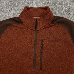 Simms Sweater Mens Large Rust Brown Fleece Quarter Zip Fishing Pullover